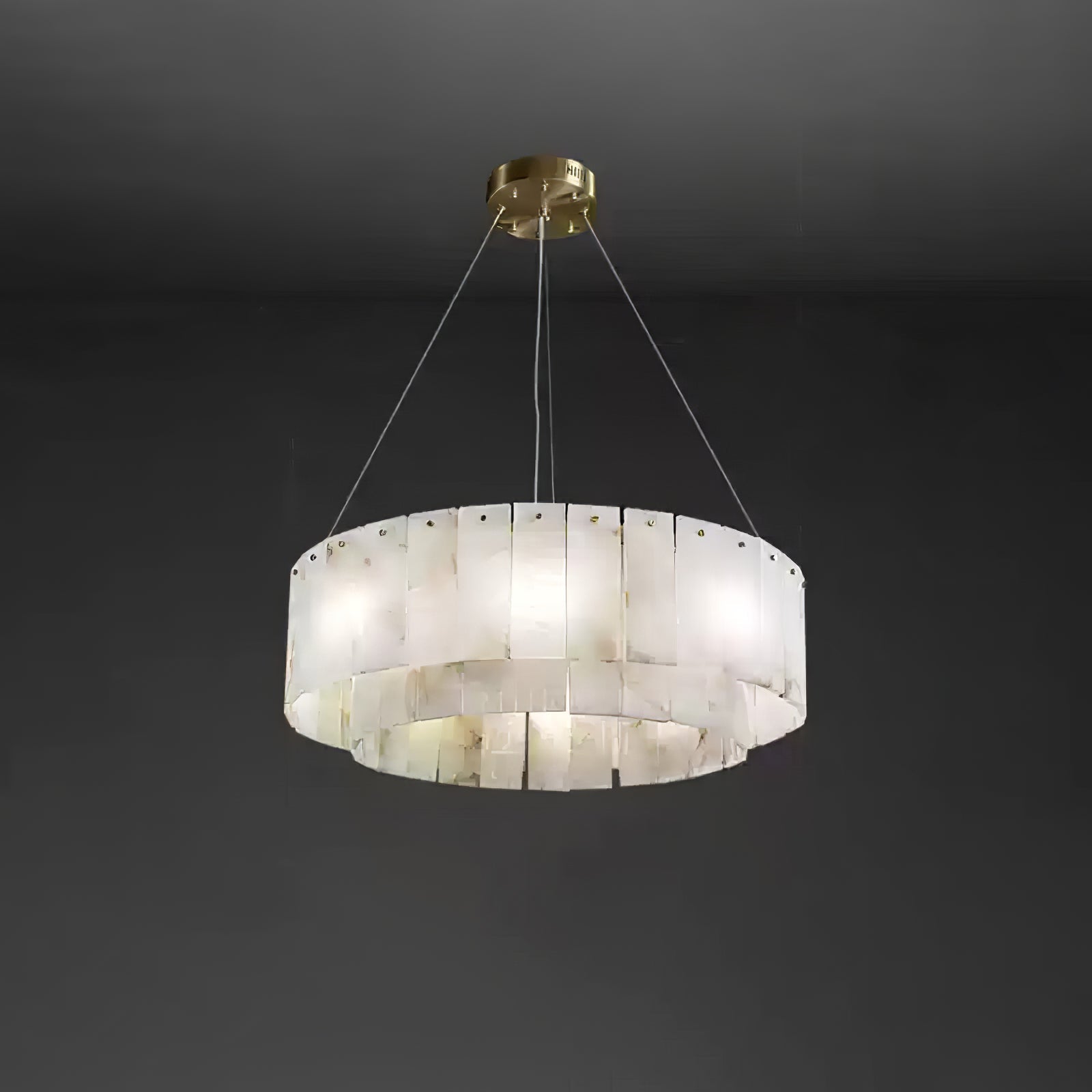 Rock Alabaster Chandelier — Natural Stone Statement Light for High Ceilings