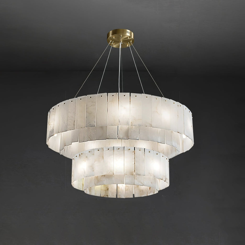 Rock Alabaster Chandelier — Natural Stone Statement Light for High Ceilings
