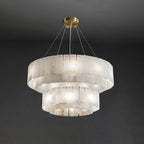 Rock Alabaster Chandelier — Natural Stone Statement Light for High Ceilings