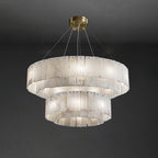 Rock Alabaster Chandelier — Natural Stone Statement Light for High Ceilings