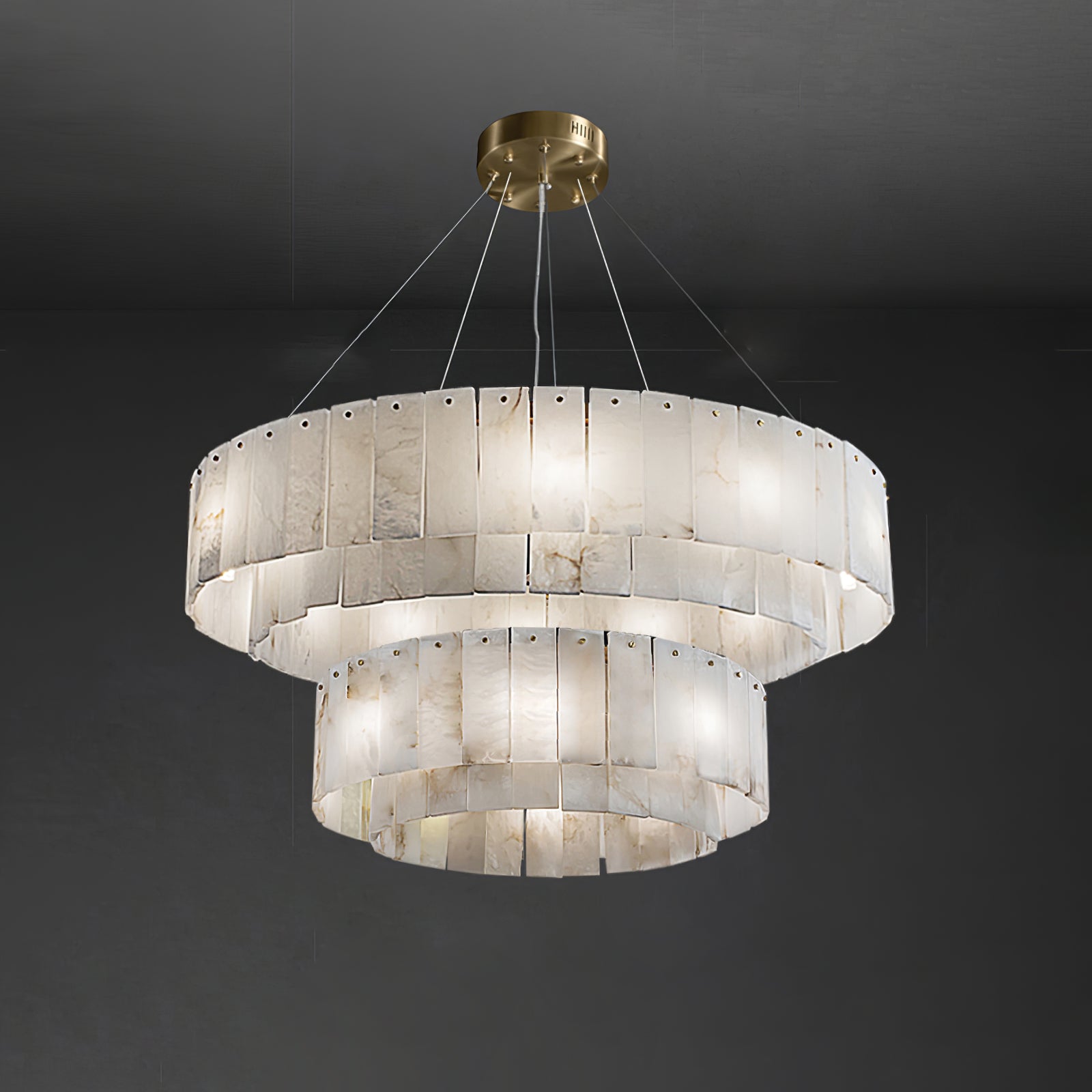Rock Alabaster Chandelier — Natural Stone Statement Light for High Ceilings