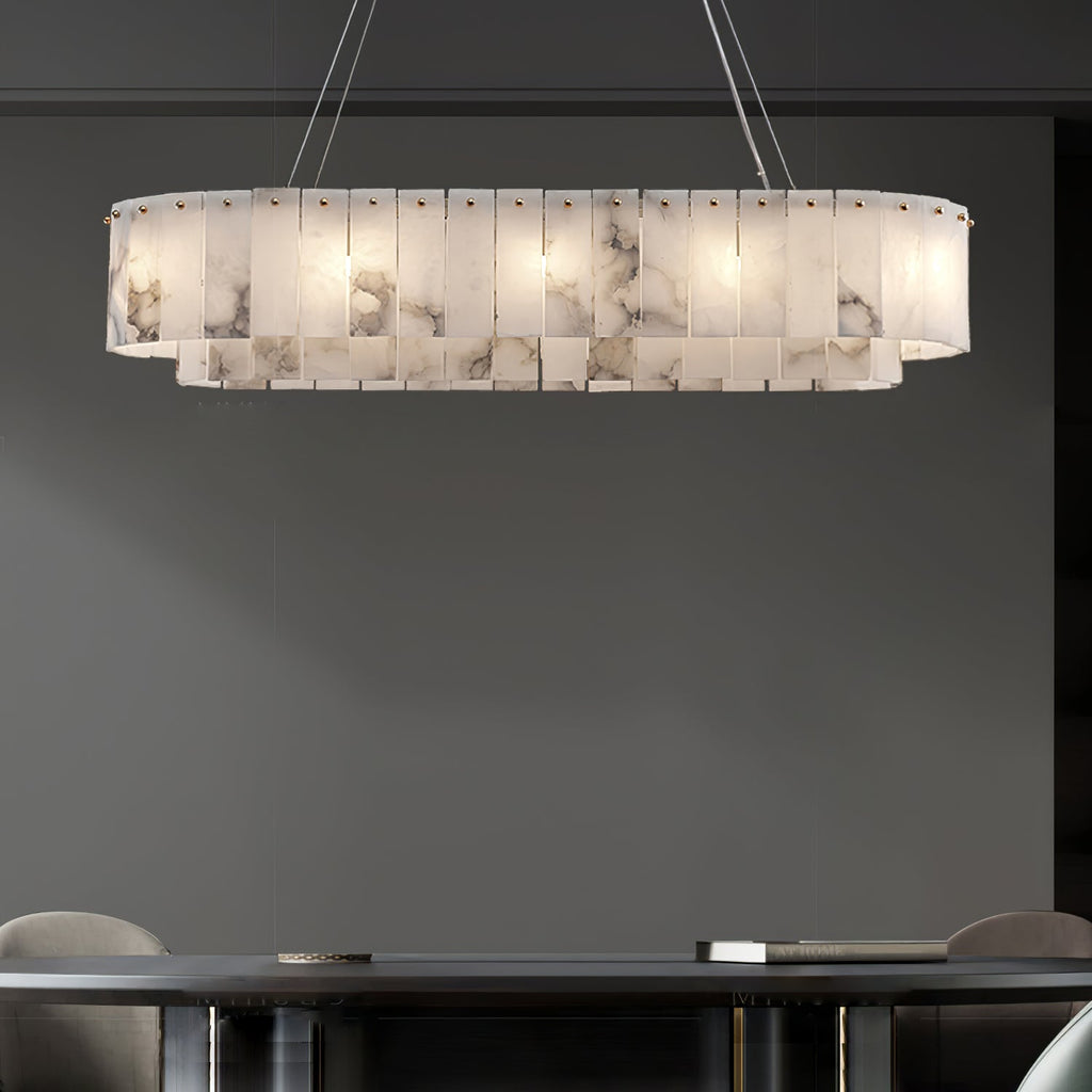 Rock Alabaster Chandelier — Natural Stone Statement Light for High Ceilings