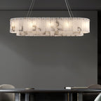 Rock Alabaster Chandelier — Natural Stone Statement Light for High Ceilings
