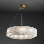 Rock Alabaster Chandelier — Natural Stone Statement Light for High Ceilings