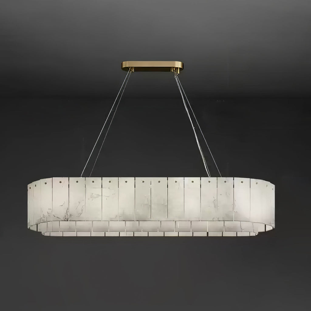Rock Alabaster Chandelier — Natural Stone Statement Light for High Ceilings