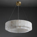 Rock Alabaster Chandelier — Natural Stone Statement Light for High Ceilings
