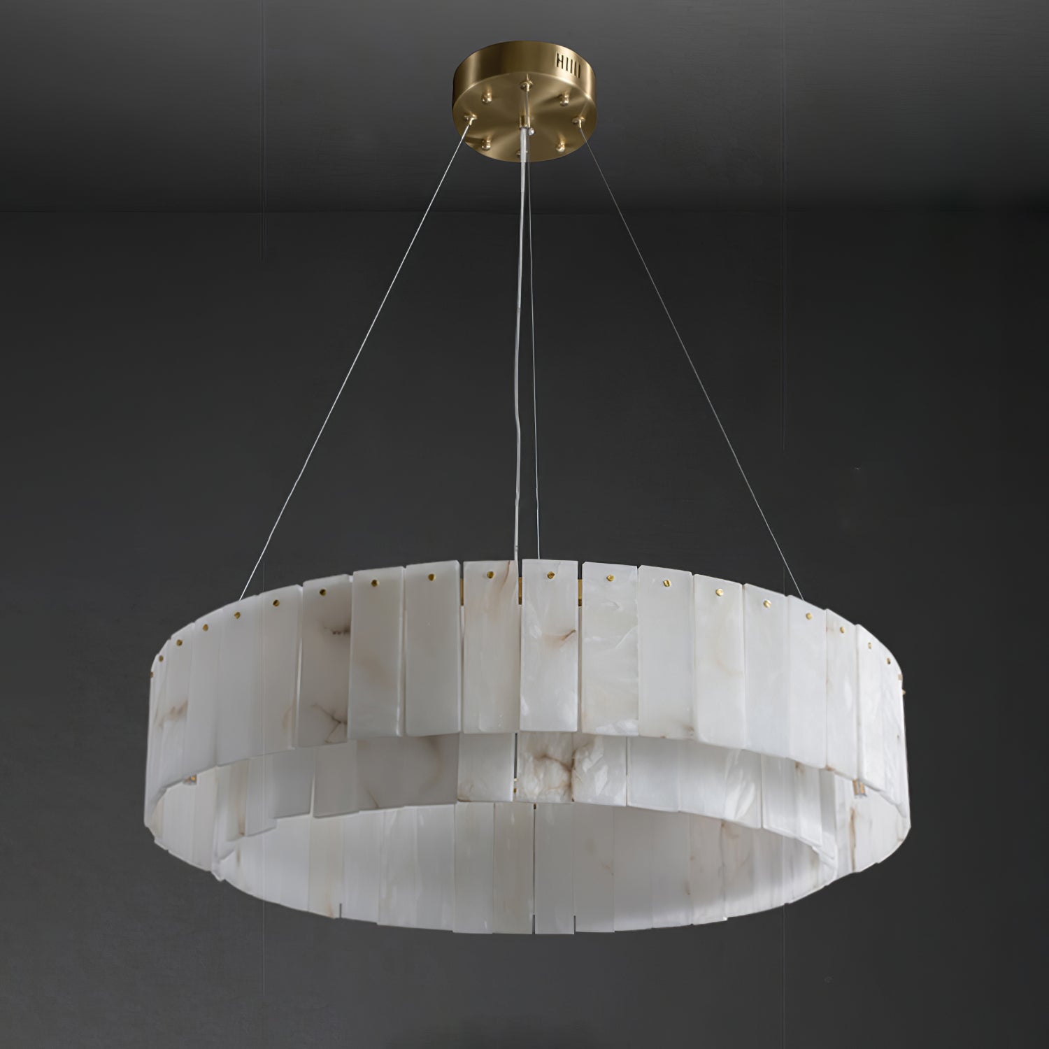 Rock Alabaster Chandelier — Natural Stone Statement Light for High Ceilings