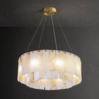 Rock Alabaster Chandelier — Natural Stone Statement Light for High Ceilings