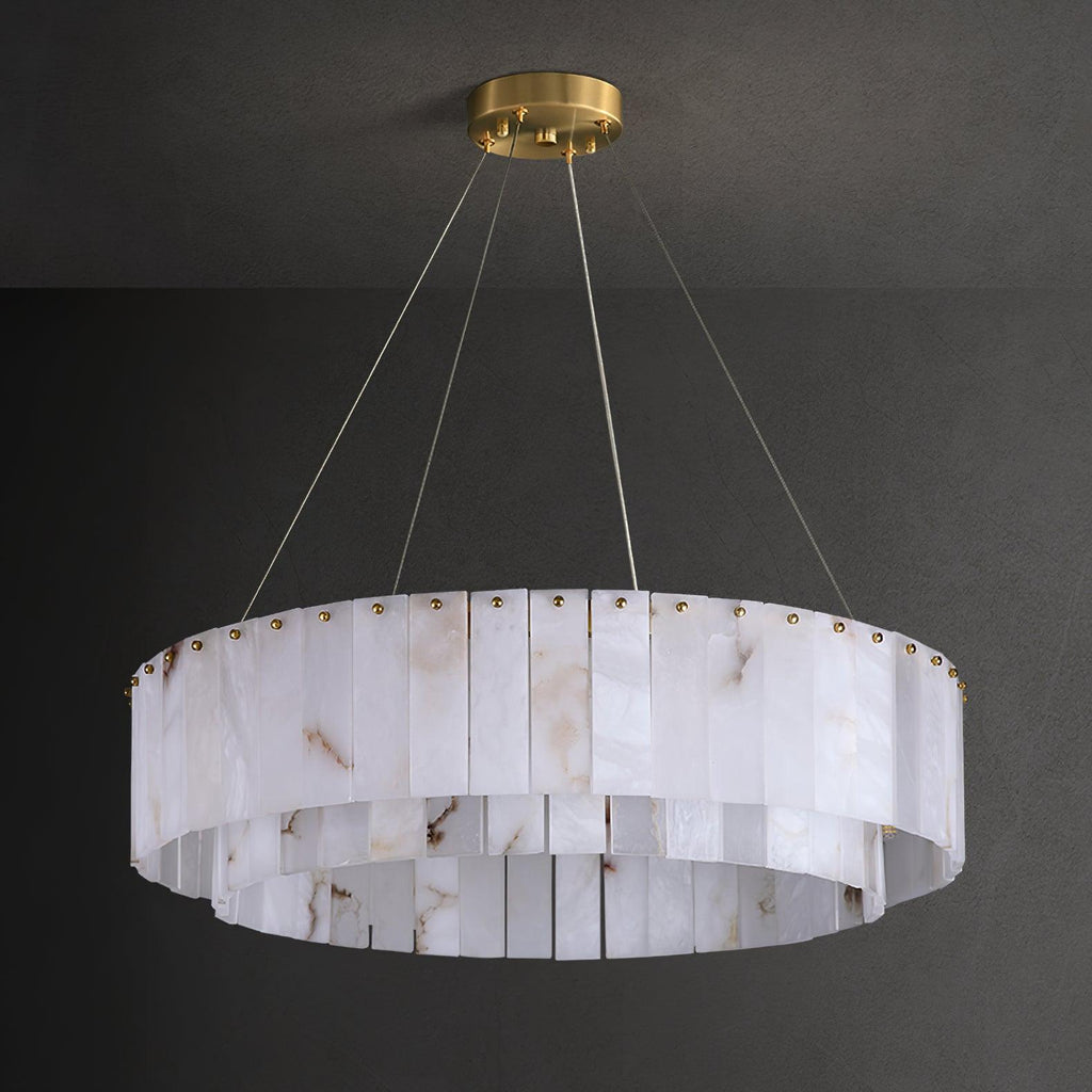 Rock Alabaster Chandelier — Natural Stone Statement Light for High Ceilings