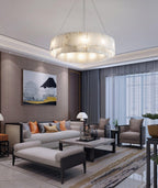 Rock Alabaster Chandelier — Natural Stone Statement Light for High Ceilings