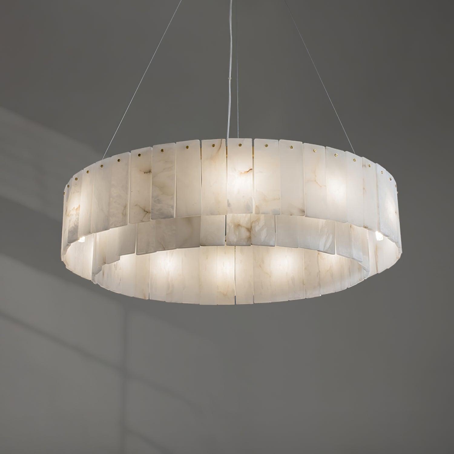 Rock Alabaster Chandelier — Natural Stone Statement Light for High Ceilings