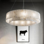 Rock Alabaster Chandelier — Natural Stone Statement Light for High Ceilings