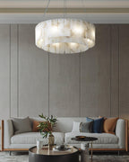 Rock Alabaster Chandelier — Natural Stone Statement Light for High Ceilings