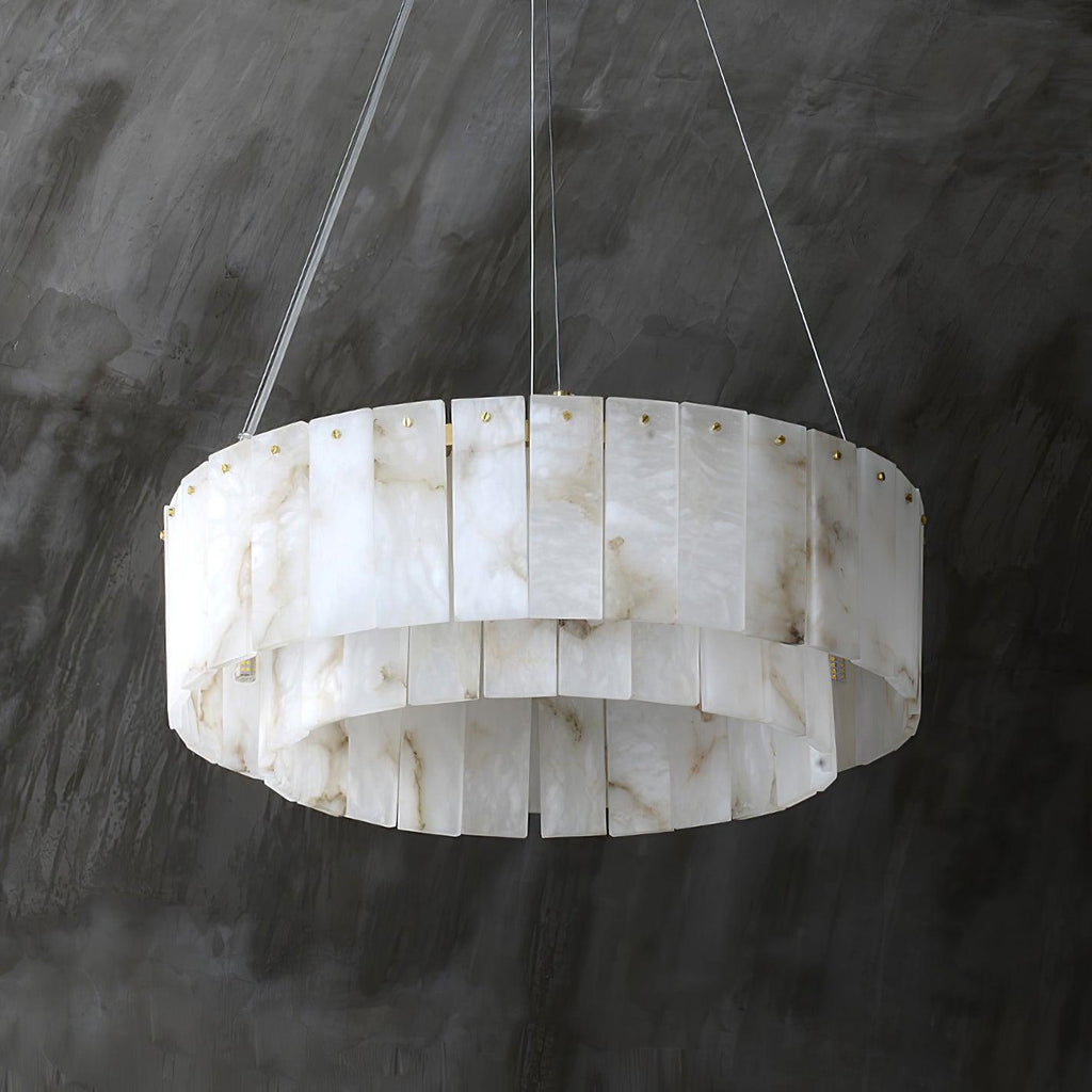 Rock Alabaster Chandelier — Natural Stone Statement Light for High Ceilings