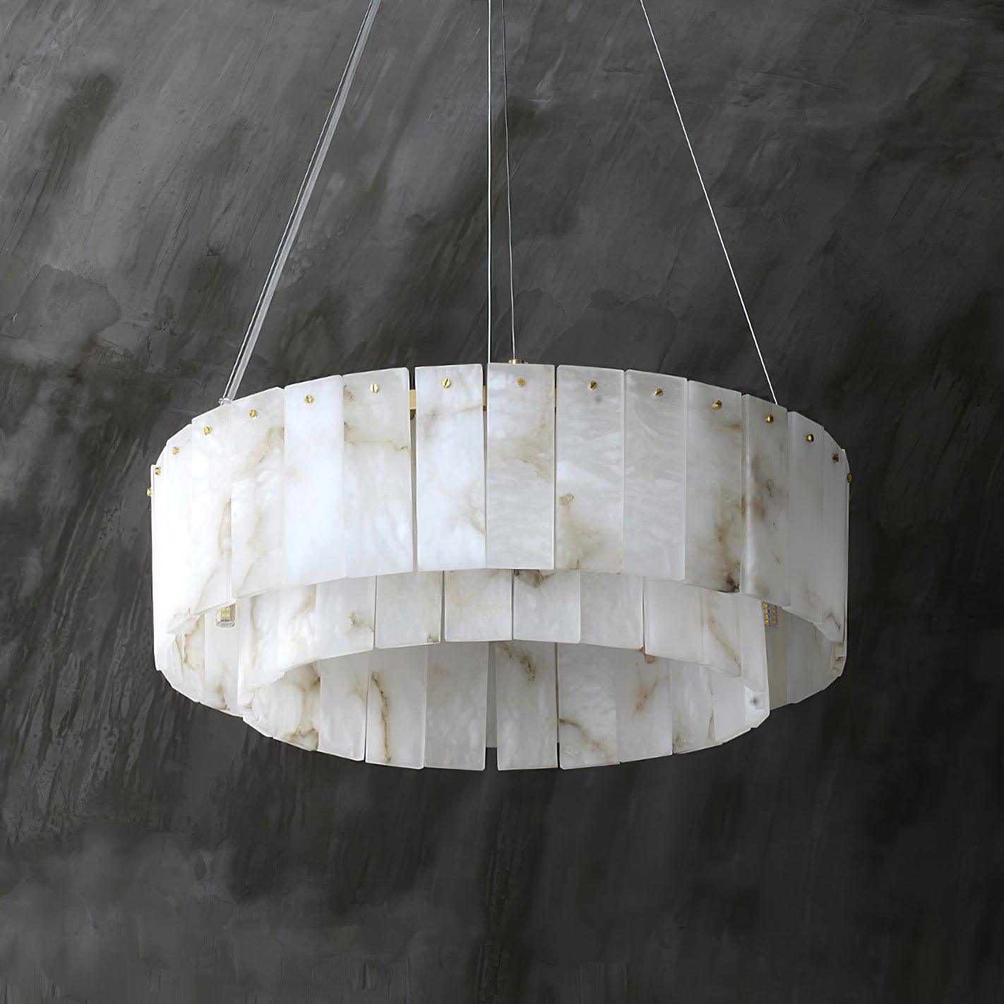 Rock Alabaster Chandelier — Natural Stone Statement Light for High Ceilings