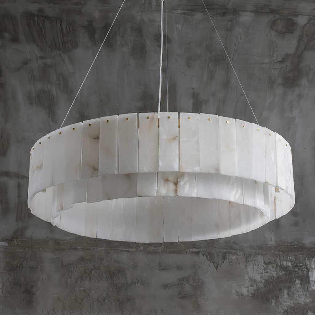 Rock Alabaster Chandelier — Natural Stone Statement Light for High Ceilings