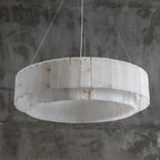 Rock Alabaster Chandelier — Natural Stone Statement Light for High Ceilings