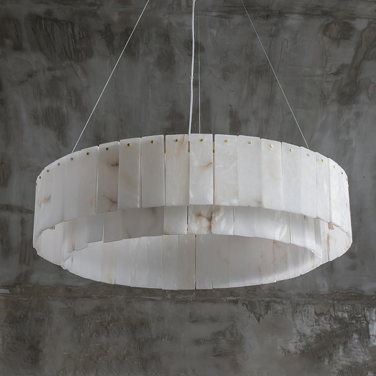Rock Alabaster Chandelier — Natural Stone Statement Light for High Ceilings