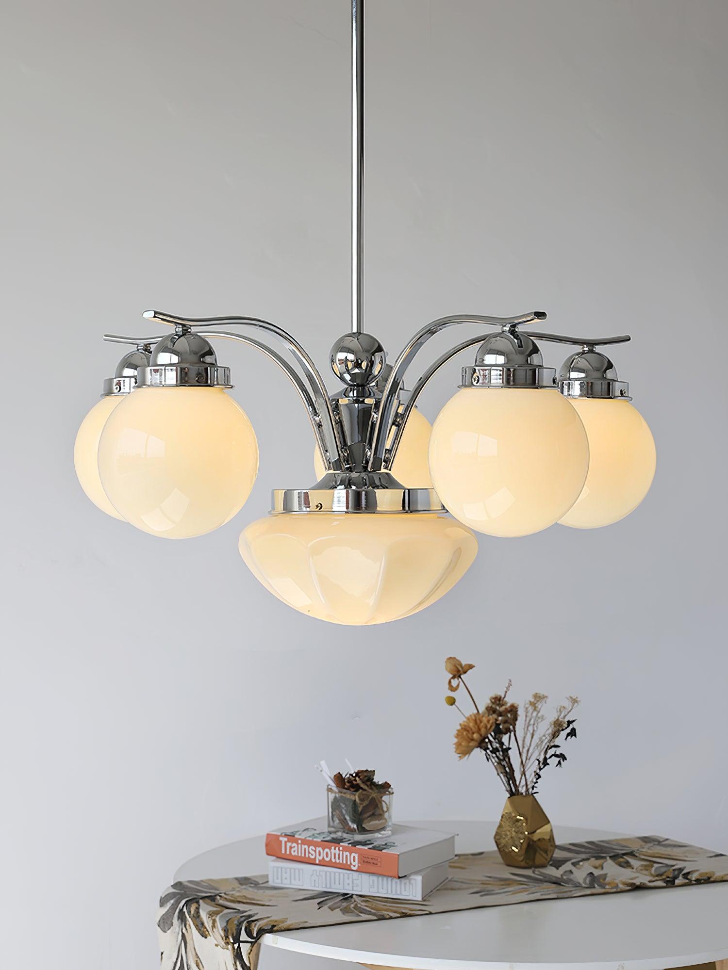 Ryttenberg Chandelier — Retro Glass Globe Ceiling Light for Dining Room