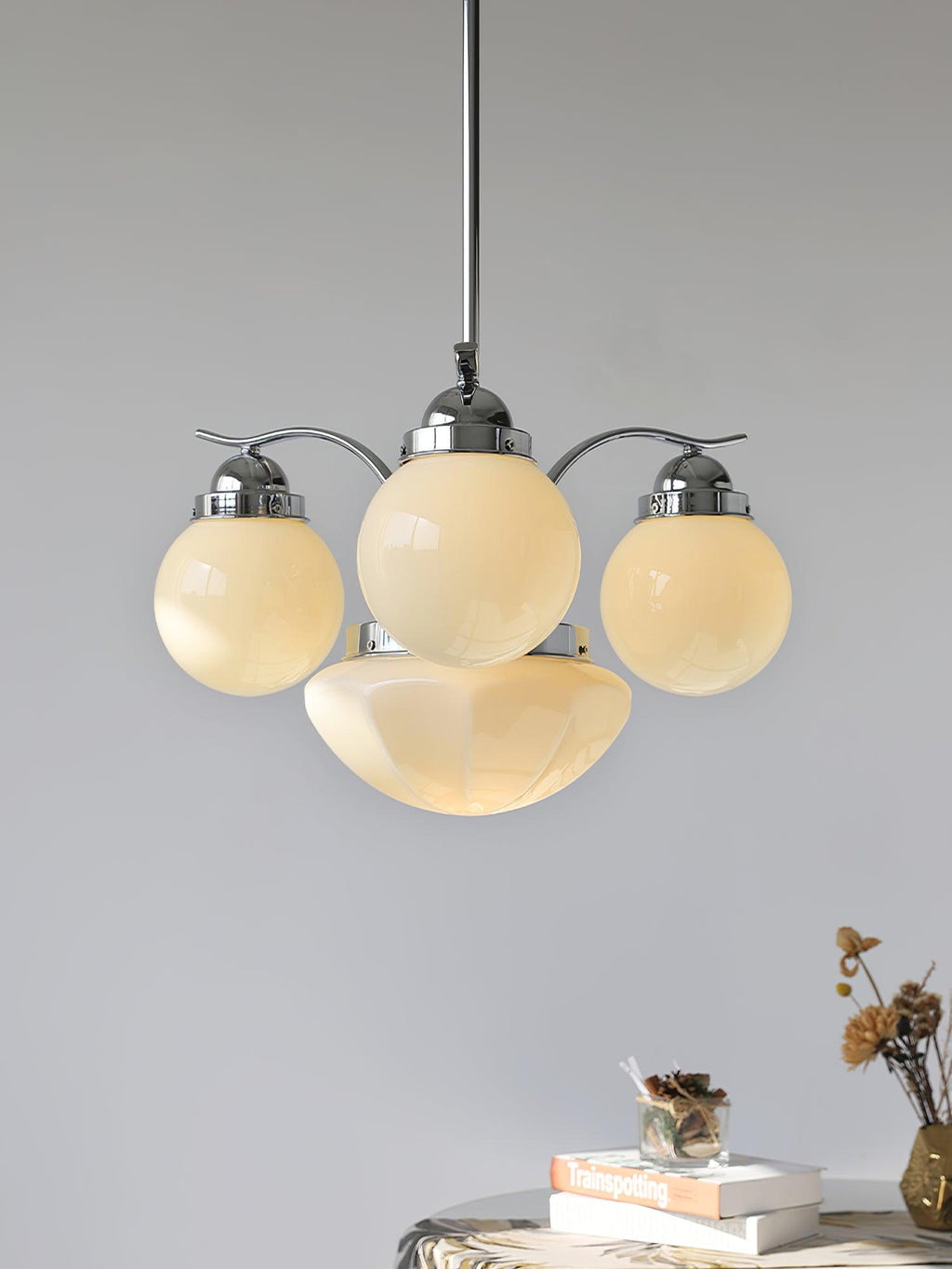 Ryttenberg Chandelier — Retro Glass Globe Ceiling Light for Dining Room