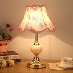Vintage Floral Glass Table Lamp