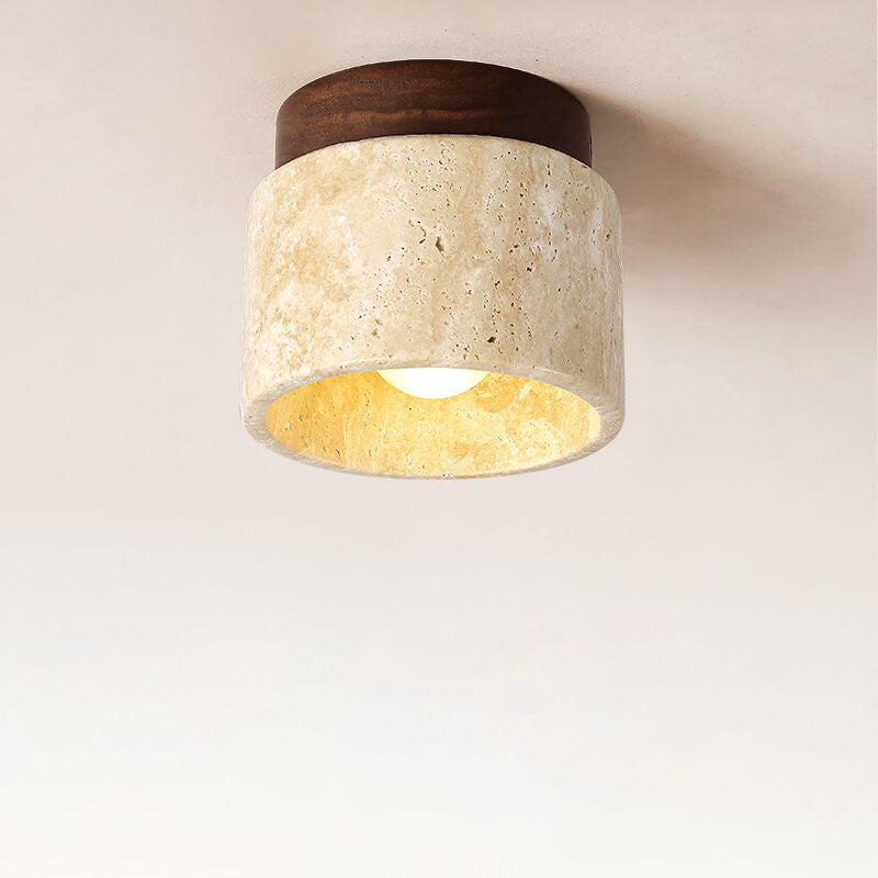 Travertine Flush Mount Ceiling Light for Hallway