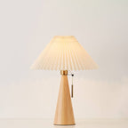Japanese Pleated Wood Table Lamp for Bedroom