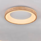 Wood Flush Mount Ceiling Light Round Acrylic Fixture for Bedroom