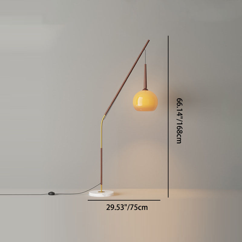Vintage Wood Glass Floor Lamp for Bedroom