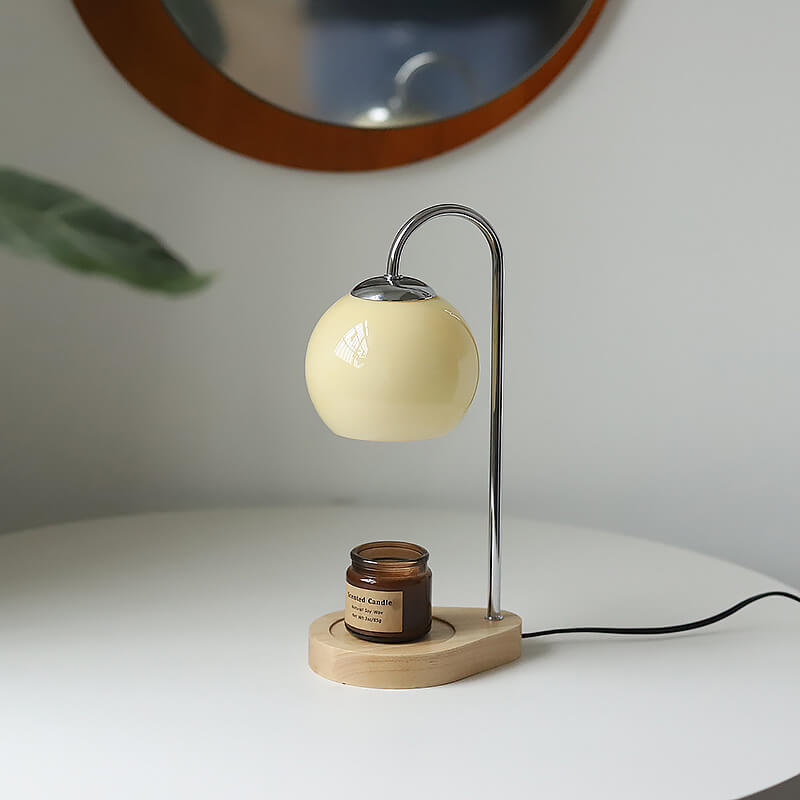 Solid Wood Glass Table Lamp for Bedroom