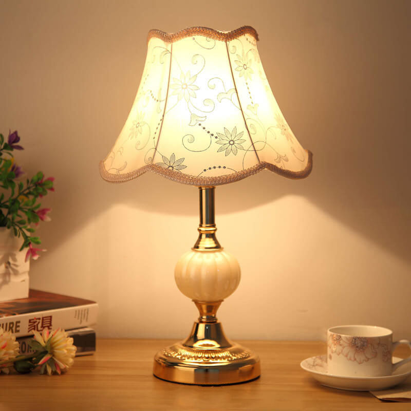 Vintage Floral Glass Table Lamp