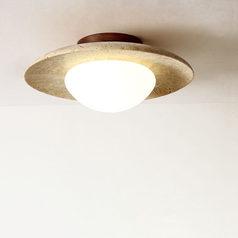 Travertine Flush Mount Ceiling Light for Hallway