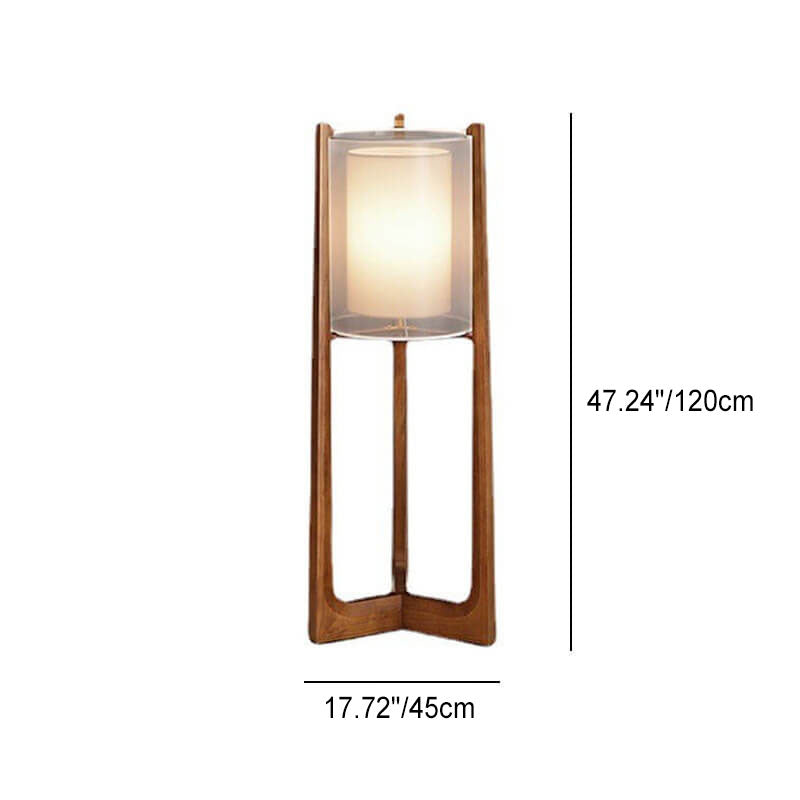 Japanese Wood Column Floor Lamp