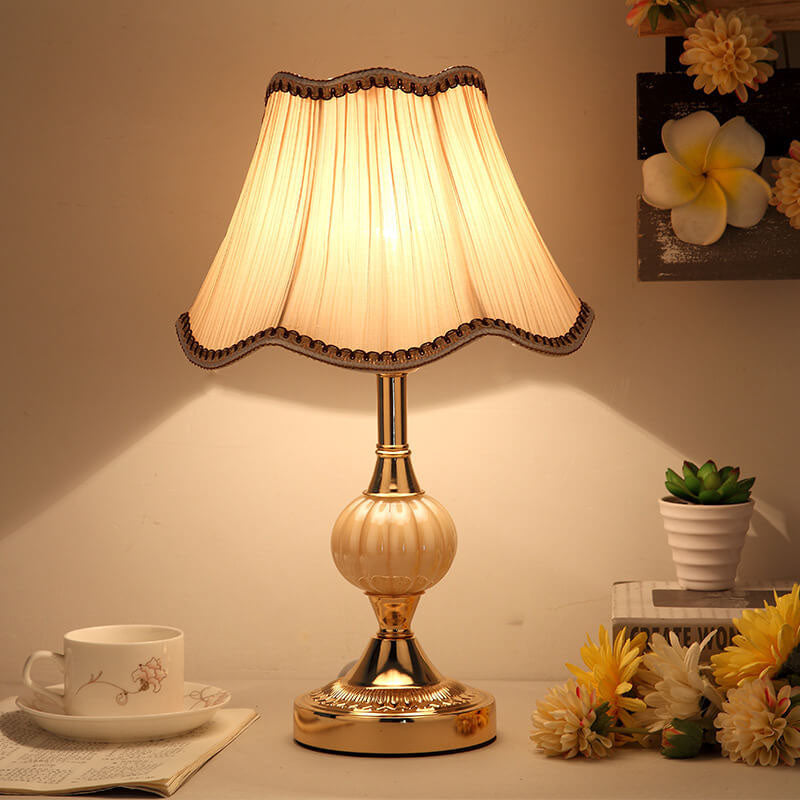 Vintage Floral Glass Table Lamp
