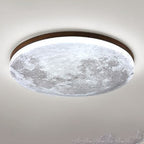 Moon Round Wood LED Flush Mount Ceiling Light