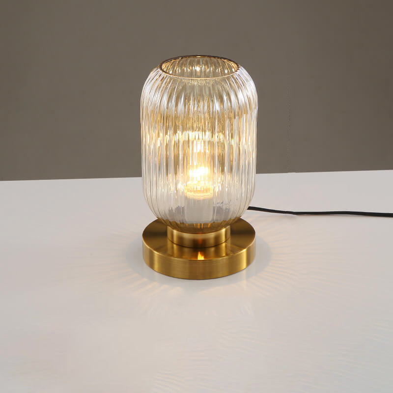 Striped Glass Table Lamp for Bedroom