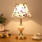 Vintage Floral Glass Table Lamp