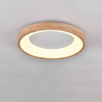 Wood Flush Mount Ceiling Light Round Acrylic Fixture for Bedroom