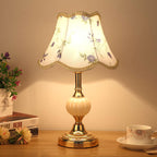 Vintage Floral Glass Table Lamp