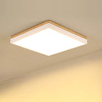 Wood Rectangle LED Flush Mount Ceiling Light for Living Room