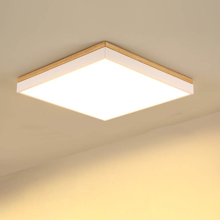 Wood Rectangle LED Flush Mount Ceiling Light for Living Room