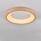 Wood Flush Mount Ceiling Light Round Acrylic Fixture for Bedroom