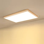 Wood Rectangle LED Flush Mount Ceiling Light for Living Room