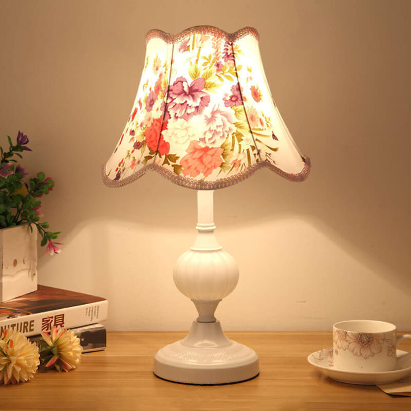Vintage Floral Glass Table Lamp