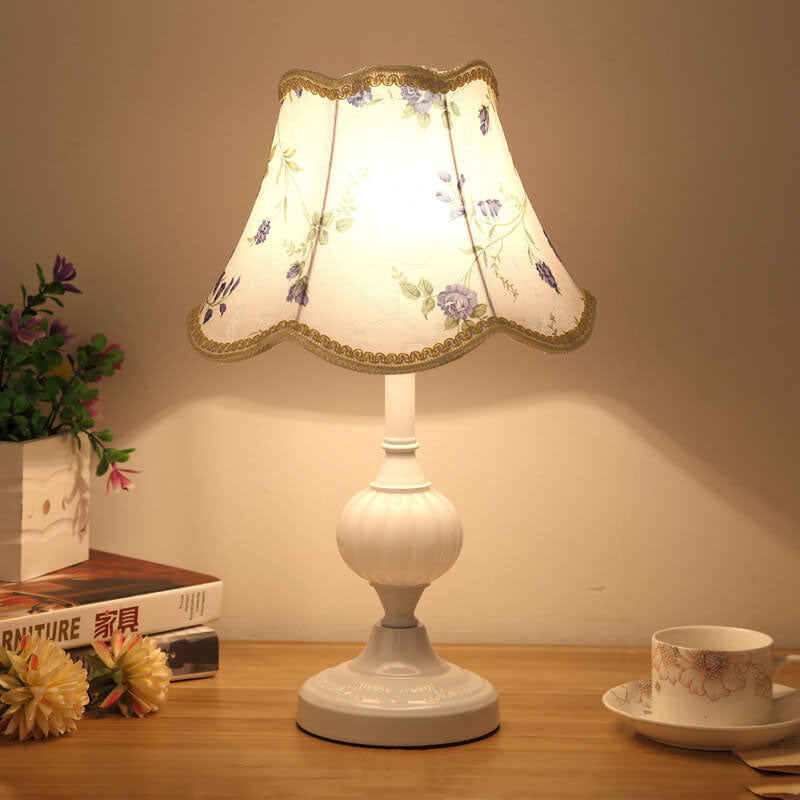 Vintage Floral Glass Table Lamp