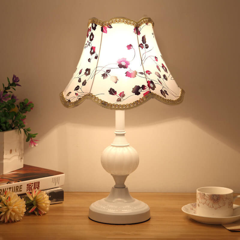 Vintage Floral Glass Table Lamp