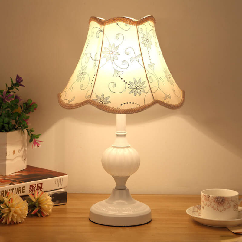 Vintage Floral Glass Table Lamp