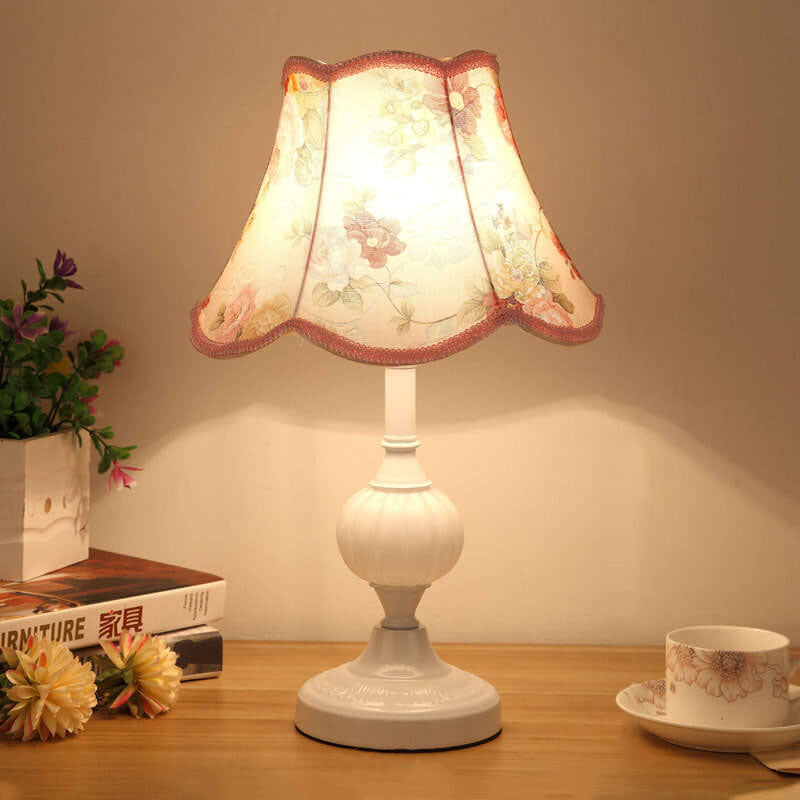 Vintage Floral Glass Table Lamp