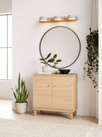 Travertine Duo Wall Light — Natural Stone & Wood Wall Sconce for Bedroom