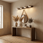 Travertine Duo Wall Light — Natural Stone & Wood Wall Sconce for Bedroom